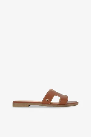 Kurt Geiger Womens Raven Faux-Leather Flat Sandals