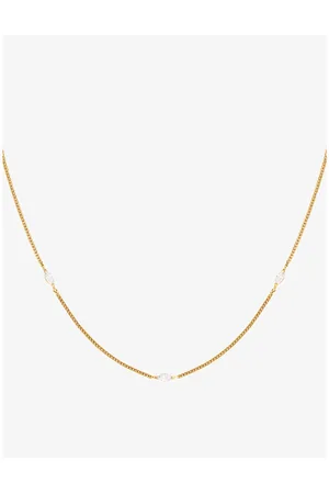 Astrid & Miyu Womens Navette Charm 18ct Yellow Gold-Plated Sterling-Silver and Cubic Zirconia Necklace