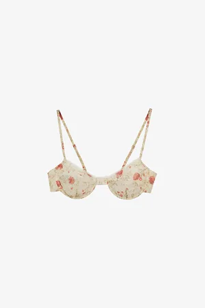 Prada Womens Poppy-Print Fitted Nylonette Bra