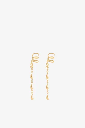 Chloé Womens Scriyellow Gold-Plated Brass Drop Earrings