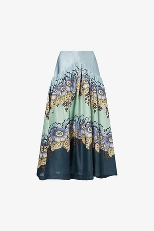 ALÉMAIS Womens Madalena Floral Ramie Midi Skirt
