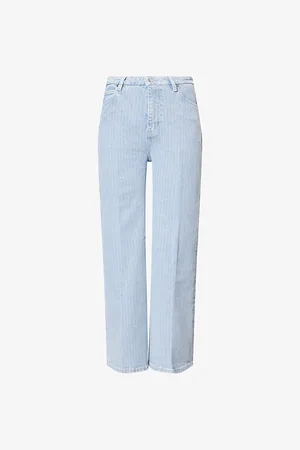Frame Womens The Wide Cropped Stretch-Denim Trousers