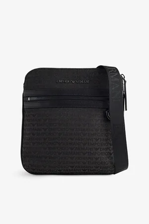 Emporio Armani Mens Jacquard Messenger Cotton-Blend Cross-Body Bag