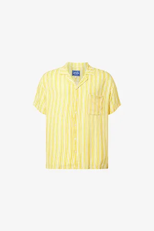 ARRELS Barcelona Mens x Álvaro Picardo Striped Camp-Collar Woven Shirt