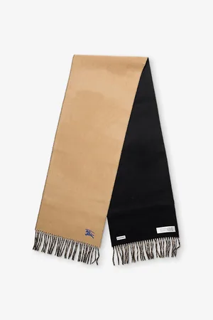 Burberry Womens Brand-Embroidery Fringed Cashmere Scarf