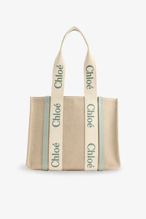 Chloé Womens Woody Medium Linen Tote Bag