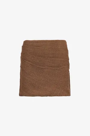 LE KASHA Womens Spetses Pleated Linen Mini Skirt