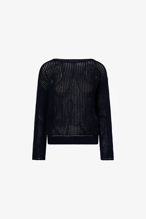 THEORY Womens Ribbed Relaxed-Fit Cotton Jumper