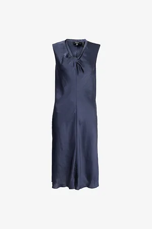 THEORY Womens Twist Scoop Sleeveless Woven Midi Dress