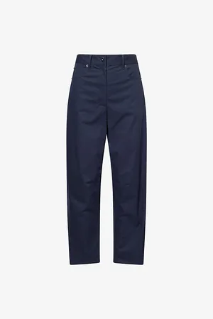 THEORY Womens Relaxed-Fit Barrel-Leg Cotton-Poplin Trousers