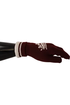 Dolce & Gabbana White D&G Logo Crown Cashmere Gloves - 7 | S