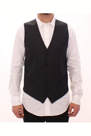 Dolce & Gabbana Striped Wool Single Breasted Vest - IT48 | M
