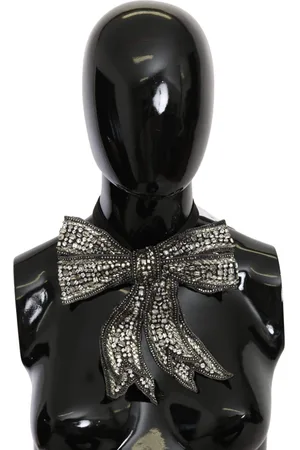 Dolce & Gabbana Crystal Beaded Sequined 100% Silk Catwalk Necklace Bowtie
