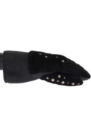 Dolce & Gabbana Leather Shearling Studded Gloves - 9|M