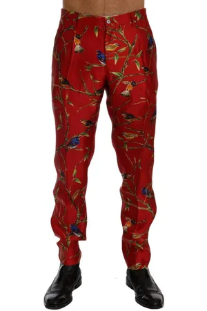 Dolce & Gabbana Silk Bird Print Dress Pants - IT44 | XS