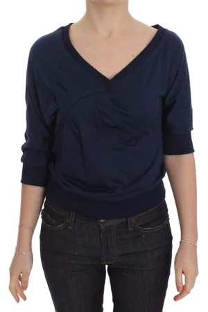 Exte Cotton Top Pullover Deep V-neck Women Sweater - IT40|S