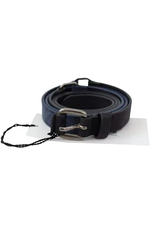 Costume National Blue Leather Silver Logo Belt - 85 cm / 34 Inches