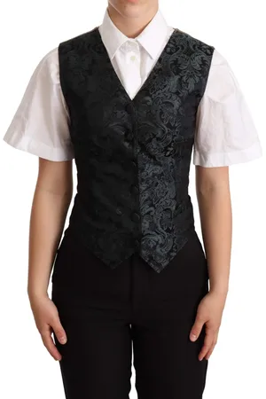 Dolce & Gabbana Black Jacquard Floral Waistcoat Vest - IT40|S