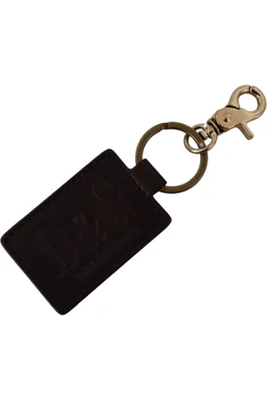 Dolce & Gabbana Leather Logo Metal Ring Hook Keychain