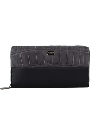 Dolce & Gabbana Black Zip Around Continental Clutch Leather Wallet