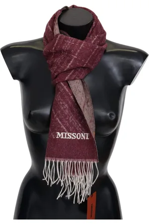 Missoni Maroon 100% Cashmere Unisex Neck Wrap Fringes Scarf