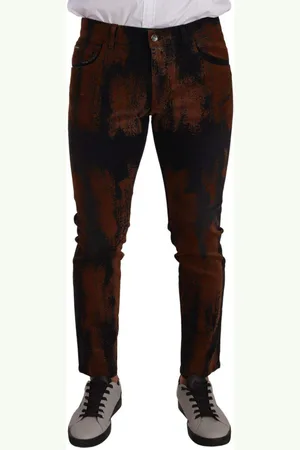 Dolce & Gabbana Black Brown Tie Dye Cotton Skinny Denim Jeans - IT48 | M