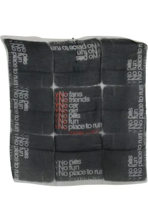 Costume National Dark Gray Wool Foulard Branded Scarf