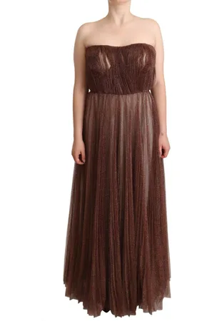 Dolce & Gabbana Metallic Polyester Maxi Gown Dress - IT46|XL