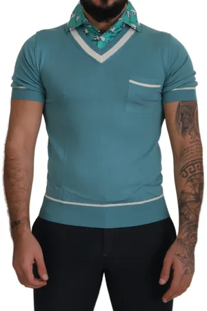 Dolce & Gabbana Silk Polo Top Mens V-neck T-shirt - IT46 | S