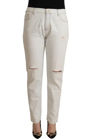 Pinko Cotton Distressed Mid Waist Skinny Denim Jeans - W28