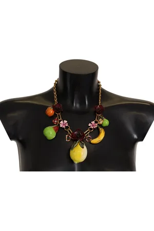 Dolce & Gabbana Brass Sicily Fruits Roses Statement Necklace