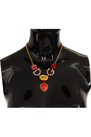 Dolce & Gabbana Rose Love Crystal Charm Chain Necklace