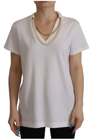 Dolce & Gabbana Necklace Embellished Neckline T-shirt Top - IT40|S