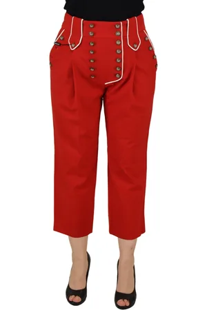 Dolce & Gabbana Button Embellished High Waist Pants - IT46|XL