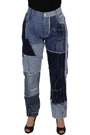 Dolce & Gabbana Patchwork High Waist Denim Jeans - IT46|XL