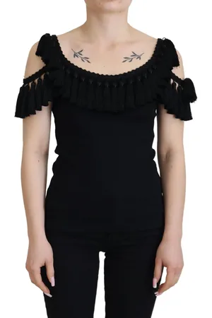 Dolce & Gabbana Tank Top Blouse Tassle Cotton Blouse - IT38 | XS