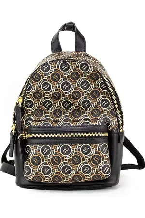 Marc Jacobs Signet Mini Logo Printed Leather Shoulder Backpack Bookbag