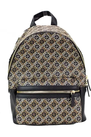 Marc Jacobs Signet Medium Logo Printed Leather Shoulder Backpack Bookbag