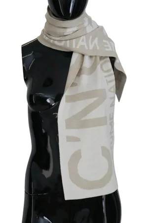 Costume National White Logo Wrap Warmer Shawl Scarf