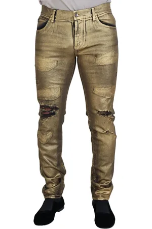 Dolce & Gabbana Cotton Tattered Skinny Denim Jeans - IT50 | L