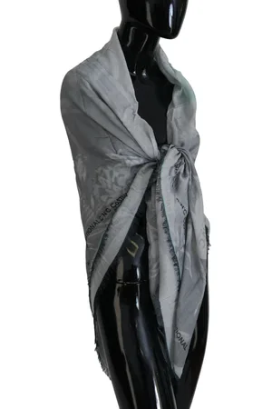 Costume National Print Shawl Foulard Fringes Scarf