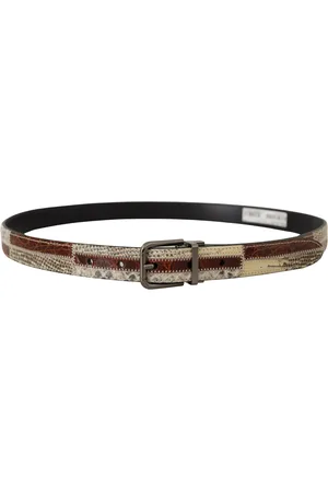 Dolce & Gabbana Exotic Leather Patchwork Metal Belt - 90 cm / 36 Inches