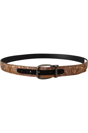 Dolce & Gabbana Embossed Leather Black Metal Buckle Belt - 85 cm / 34 Inches