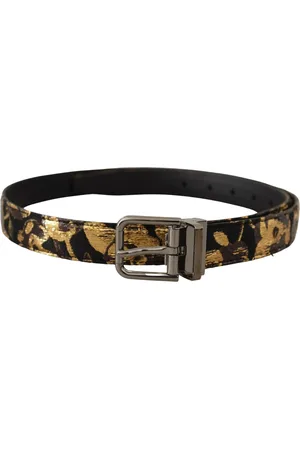 Dolce & Gabbana Jacquard Leather Logo Metal Buckle Belt - 90 cm / 36 Inches