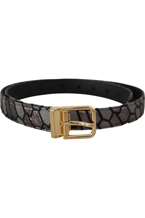 Dolce & Gabbana Patchwork Leather Gold Jaquard Belt - 90 cm / 36 Inches