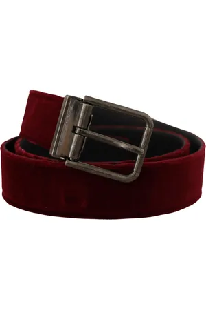 Dolce & Gabbana Velvet Leather Wide Vintage Metal Buckle Belt - 90 cm / 36 Inches