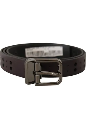 Dolce & Gabbana Leather Perforated Metal Buckle Belt - 90 cm / 36 Inches
