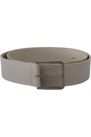 Dolce & Gabbana Leather Wide Silver Metal Buckle Belt - 90 cm / 36 Inches