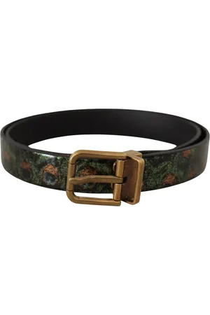 Dolce & Gabbana Leather Vernice Pavone Bronze Metal Belt - 90 cm / 36 Inches
