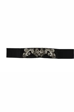 Dolce & Gabbana Silk Brass Crystal Embellished Waist Belt - IT42|M